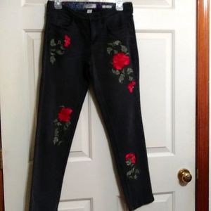 JEANS w/RED STITCHED in ROSES